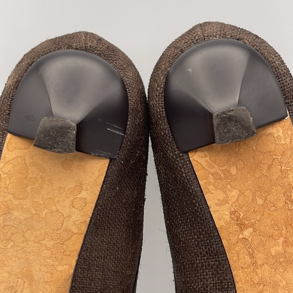 ANNE KLEIN NEW YORK | Brown Bow Tweed Kitten Heel Pumps | Sz 7M - Picture 10 of 15